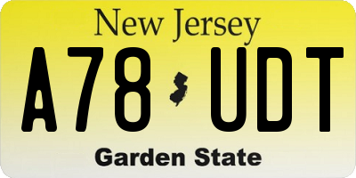 NJ license plate A78UDT