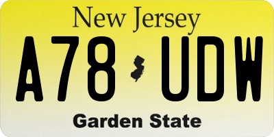 NJ license plate A78UDW