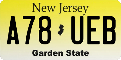 NJ license plate A78UEB