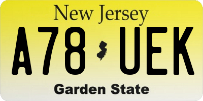 NJ license plate A78UEK