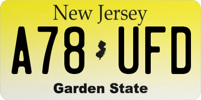 NJ license plate A78UFD