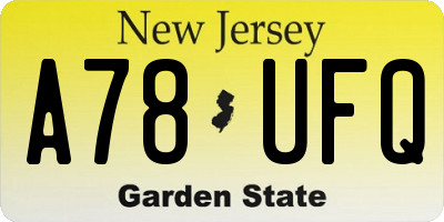 NJ license plate A78UFQ