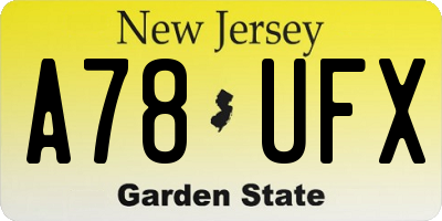 NJ license plate A78UFX