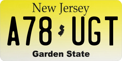NJ license plate A78UGT