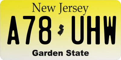 NJ license plate A78UHW