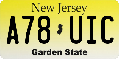 NJ license plate A78UIC
