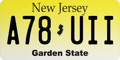 NJ license plate A78UII
