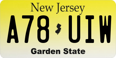 NJ license plate A78UIW