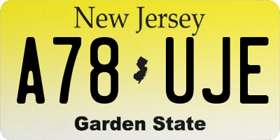 NJ license plate A78UJE
