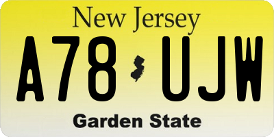 NJ license plate A78UJW