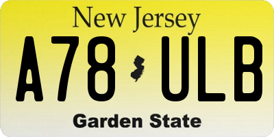 NJ license plate A78ULB