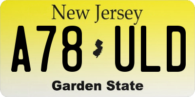 NJ license plate A78ULD