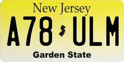 NJ license plate A78ULM