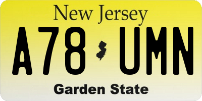 NJ license plate A78UMN