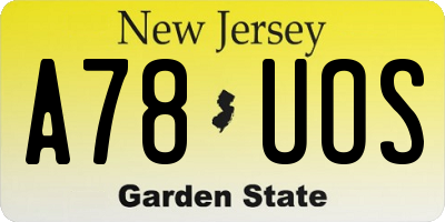 NJ license plate A78UOS