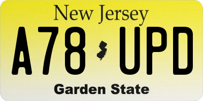 NJ license plate A78UPD