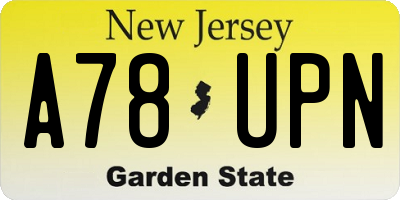 NJ license plate A78UPN