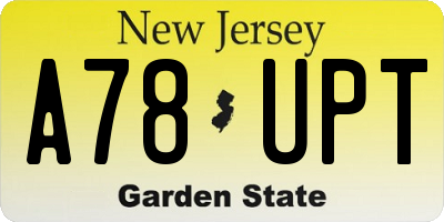 NJ license plate A78UPT