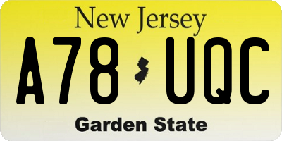 NJ license plate A78UQC