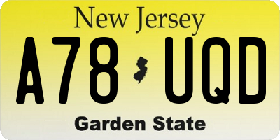 NJ license plate A78UQD