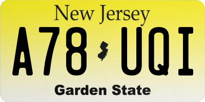 NJ license plate A78UQI