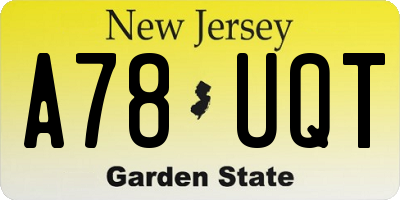 NJ license plate A78UQT