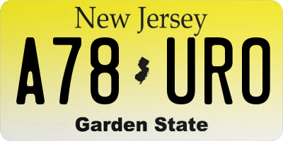 NJ license plate A78URO