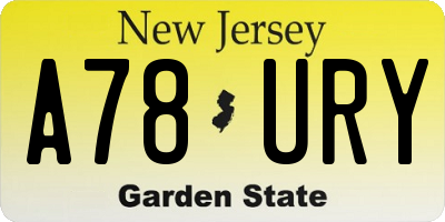 NJ license plate A78URY