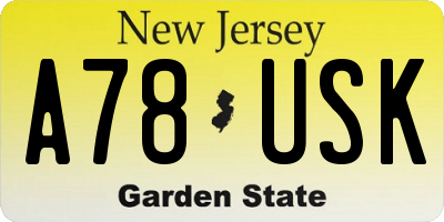 NJ license plate A78USK