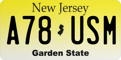 NJ license plate A78USM