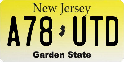 NJ license plate A78UTD