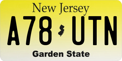 NJ license plate A78UTN