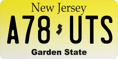 NJ license plate A78UTS