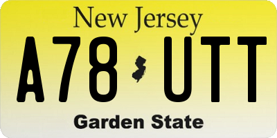 NJ license plate A78UTT