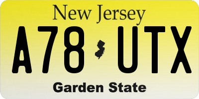 NJ license plate A78UTX