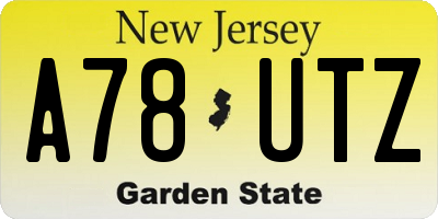 NJ license plate A78UTZ