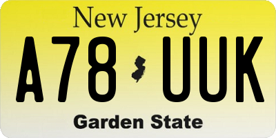 NJ license plate A78UUK