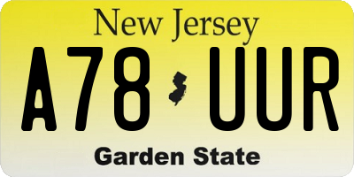 NJ license plate A78UUR