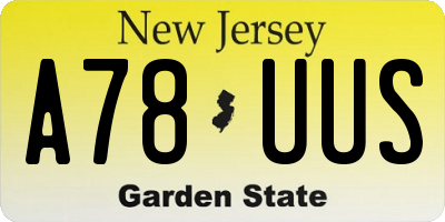 NJ license plate A78UUS
