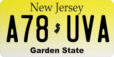 NJ license plate A78UVA