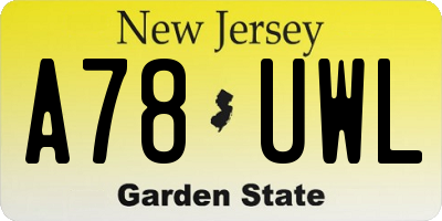 NJ license plate A78UWL