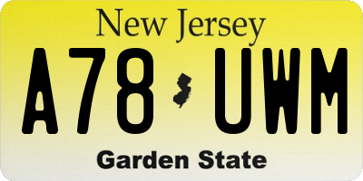 NJ license plate A78UWM