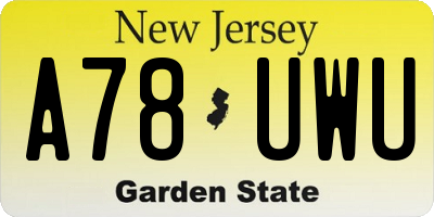 NJ license plate A78UWU