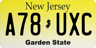 NJ license plate A78UXC