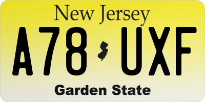 NJ license plate A78UXF