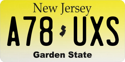 NJ license plate A78UXS