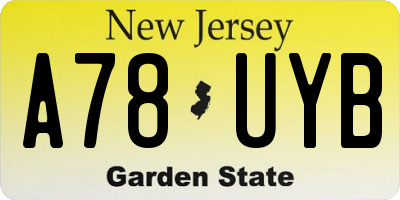 NJ license plate A78UYB