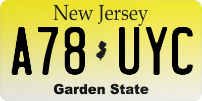 NJ license plate A78UYC