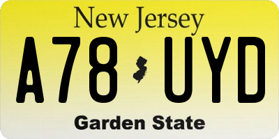 NJ license plate A78UYD
