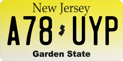 NJ license plate A78UYP